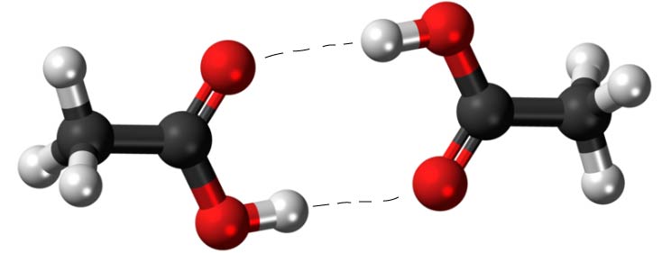 Ethansäure-Dimer mit Wasserstoffbrückenbindungen